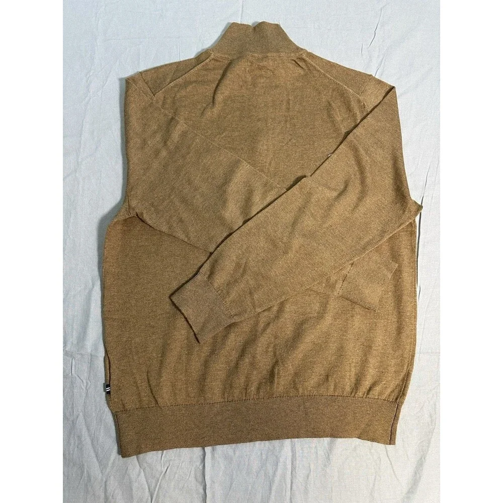 Nautica Navtech Men's Brown Knit 1/4 Zip Mock Neck Pullover Sweater M